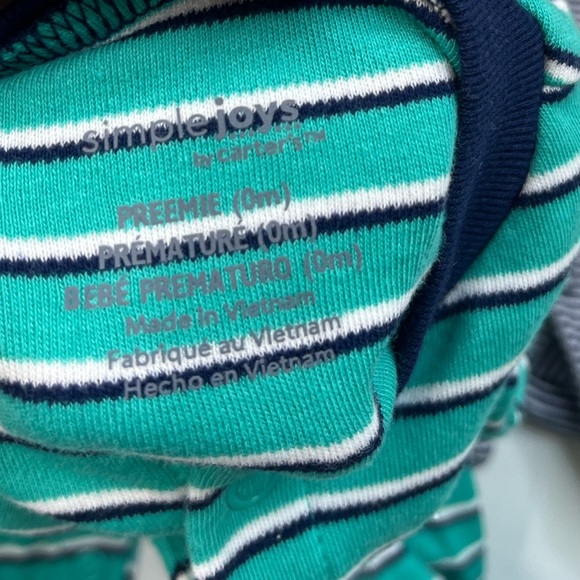 NWOT Carter’s Simple Joys Baby Boy Cotton Preemie Play Suit Pyjama - Picture 3 of 5